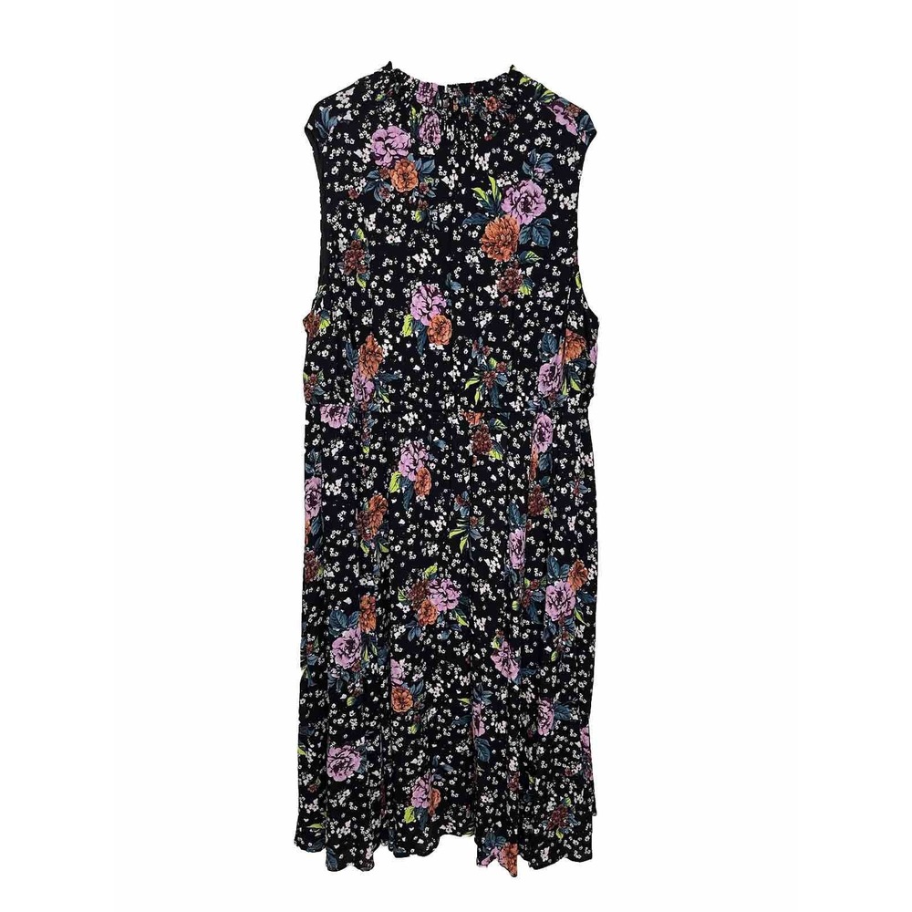 Torrid Size 4 Maxi Gauze Mock Neck Dress Floral Black Sleeveless NWT $75